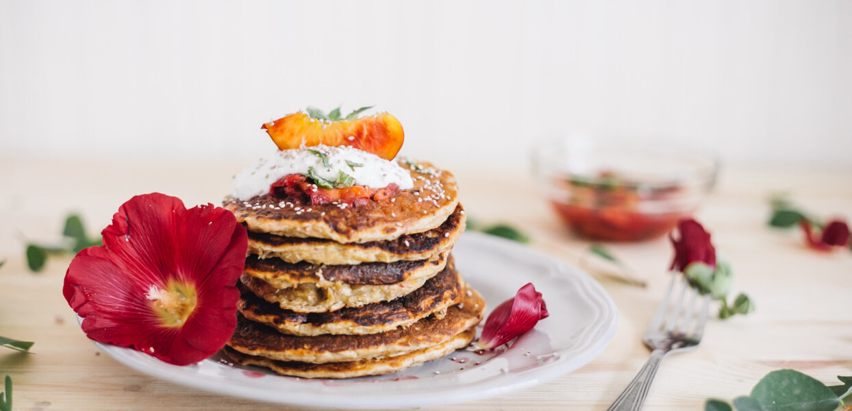 Vegan oat pancakes with banana