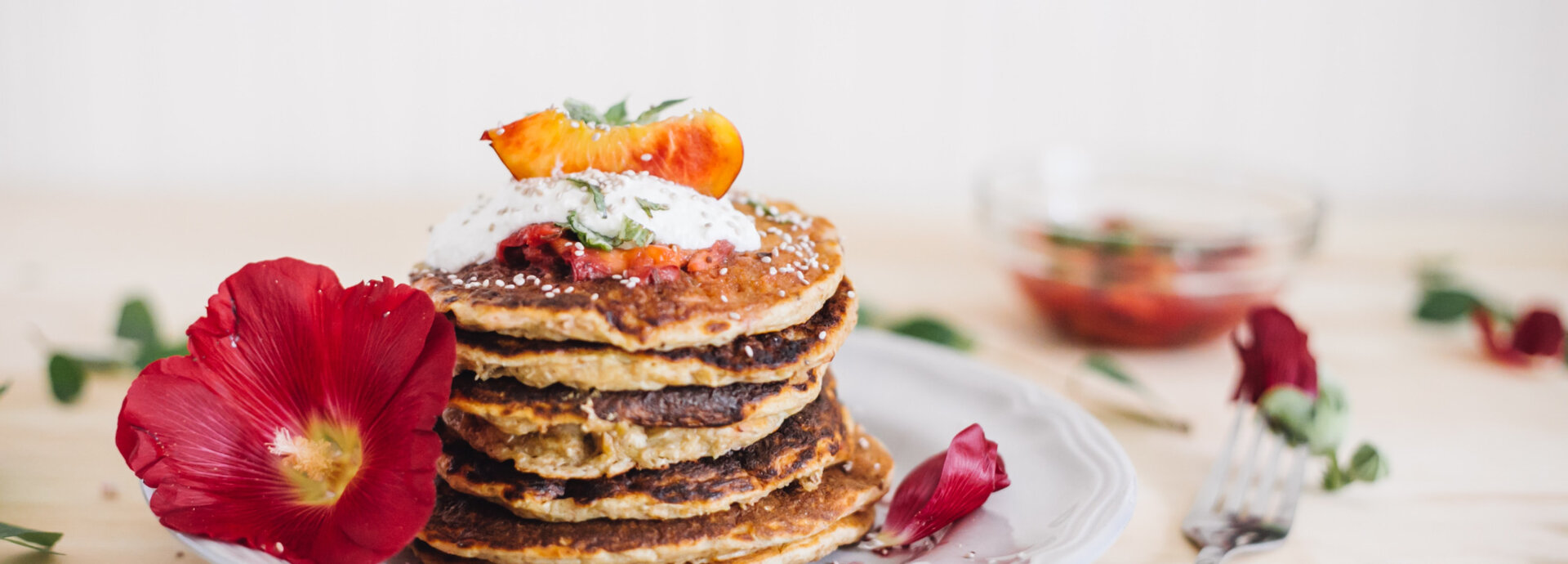 Vegan oat pancakes with banana